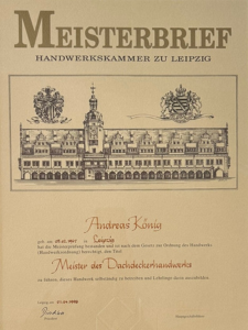 Meisterbrief von Andreas König